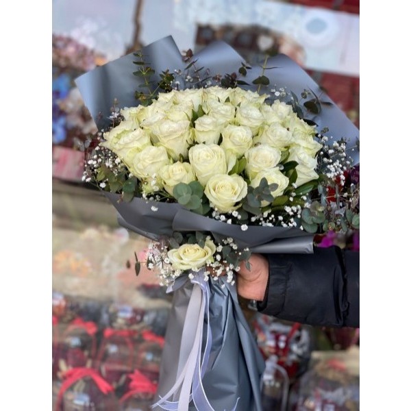 Beyaz Gül Buketi 37 Adet